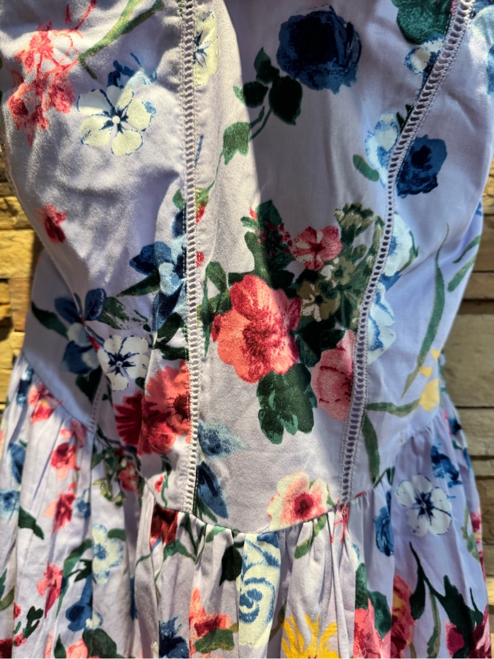 Abercrombie & Fitch bandeau corset waist detail maxi dress in floral print Sz M - Picture 4 of 7